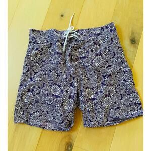 Mens Trunks Purple Floral Print Swim Trunks Size 34 Summer vaca